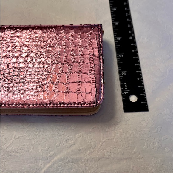 BP. Embossed Faux Leather Wallet Metallic Pink with Wrist Chain - Picture 11 of 11